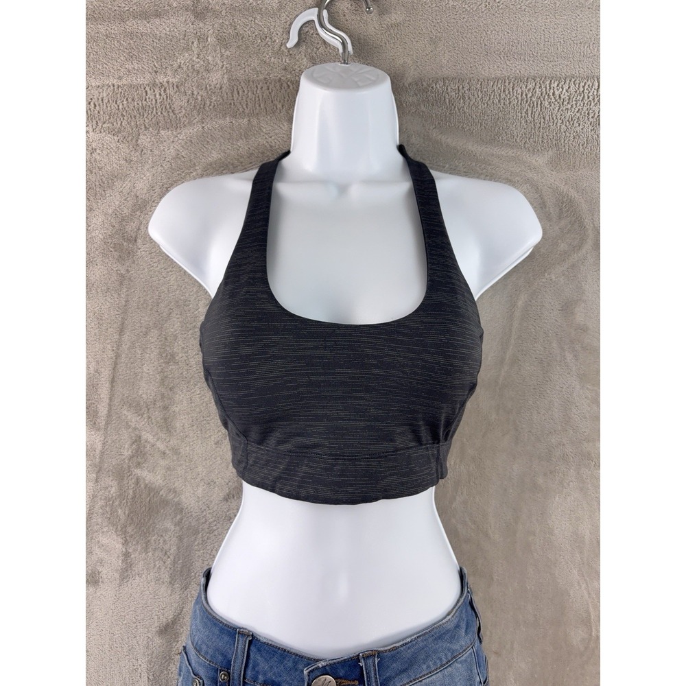 Outdoor Voices Sports Bra Womens Size Small Gray Striped Active Yoga Gym